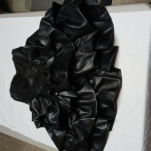 Dolls Kill Current Mood Black Vegan Leather Strapless Tier Ruffle Mini Dress XXL